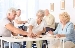 A group of elderly people in a consumer directed care setting.